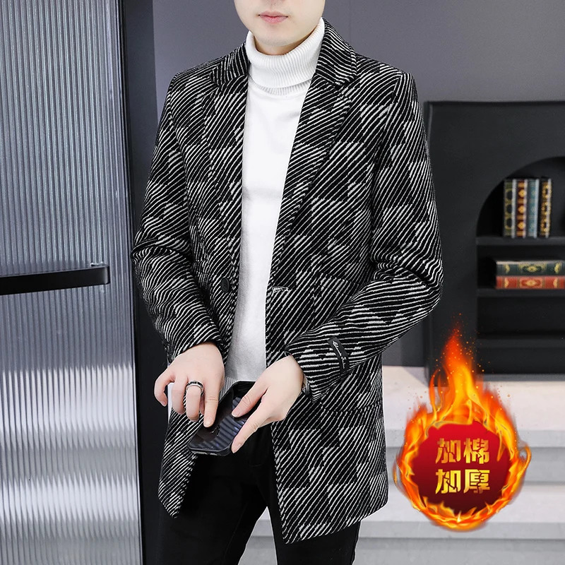 Highquality fashionable and stylish winter midlength woolen suit coat with cotton mens golden mink velvet windbreaker j 251017