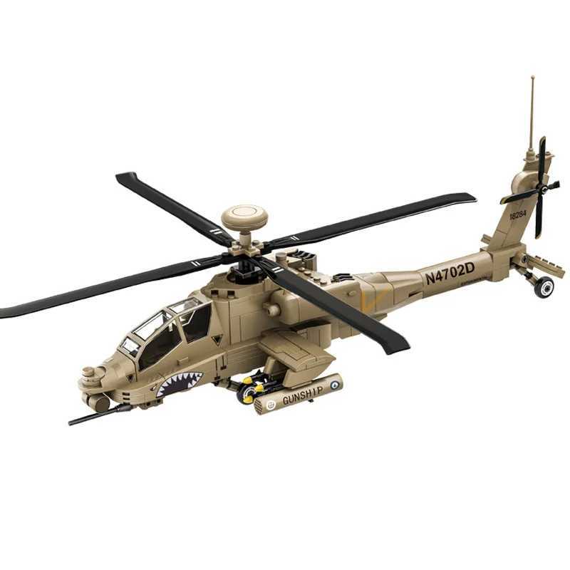 259PCS AH64 HELICOPTER Aircraft Model Building Blocks Air Force Airplane Bricks Toys Gifts Christmas Gifts Assembly Toy J251022