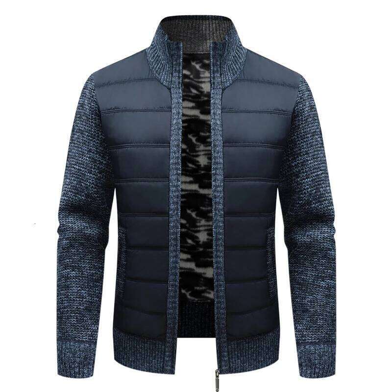 Winter Warm Padded Jackets Fashion Fleece Lined Knitwear Sweaters Cardigan Coats Men Windbreaker Knit Jacket