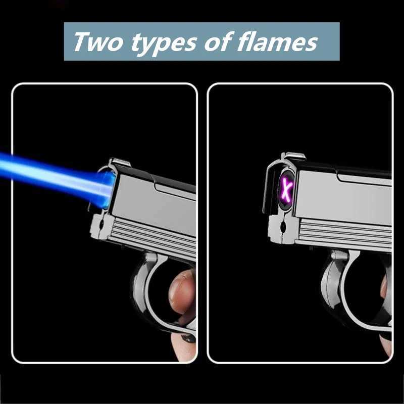 Folding Dual Form Lighter Creative Decompression Gyroscope Deformation Lighter Gas Electric Dual Use Windproof Lighter C251022