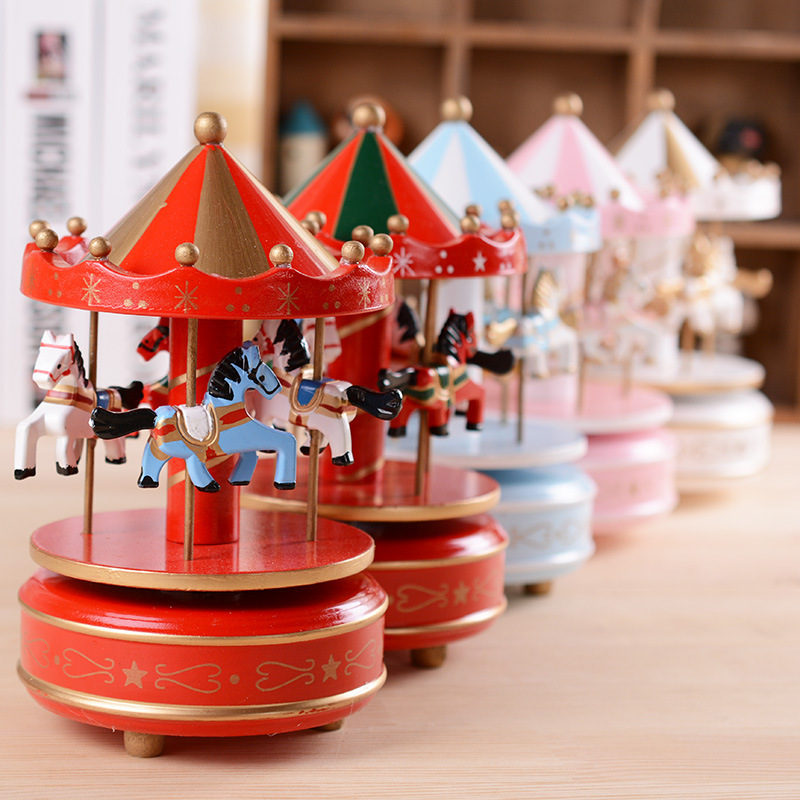 Rotatable Christmas Carousel Statue Music Box Decoration Table Centerpiece for Birthday Valentines Day Children Xmas Gifts 241121