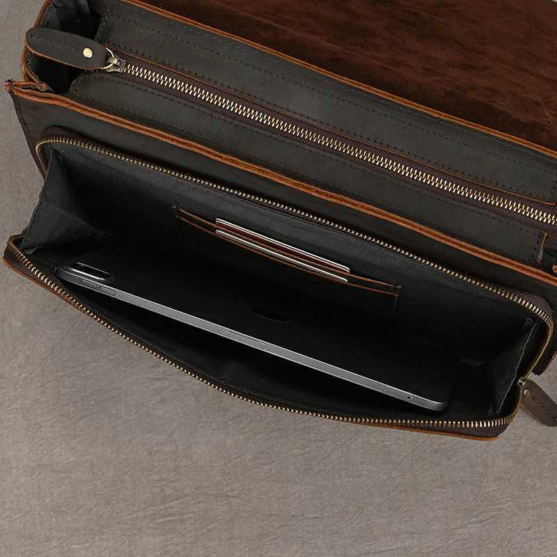 Luufan Genuine Leather Mens Briefcase Bag Fit 14 Laptop Business Handbags Daily Working Tote Cow Leather Male Computer bags W251022