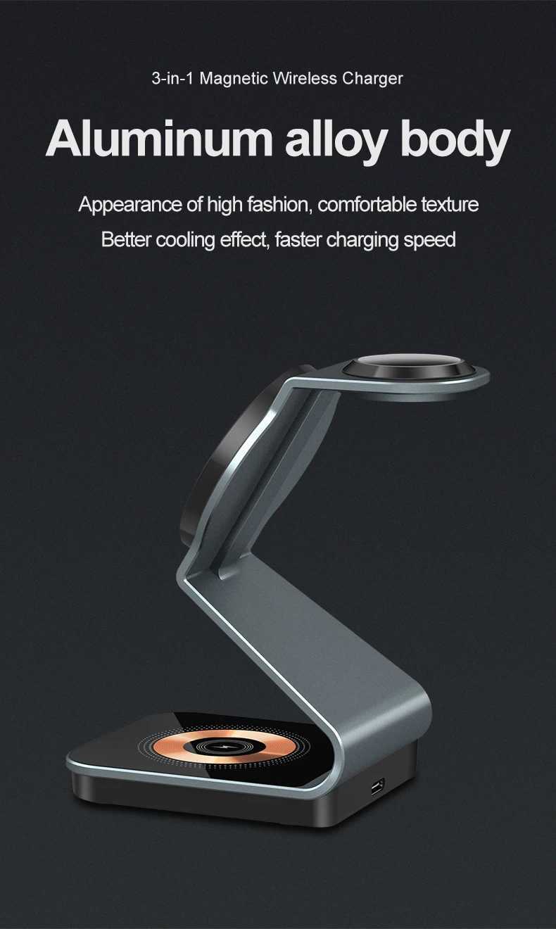 Magnetic Wireless Charger 3 In 1 Mobile Phone Holder Fast Charging Station For iPhone16 15 14 13 12 Airpods iWatch J251114