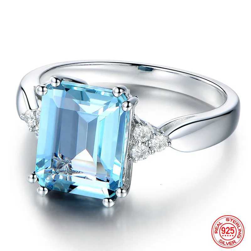 925 Sterling Silver Fashion Aquamarine Gemstone Ring For Women Wedding Party Jewelry Gifts WholesaleL251022