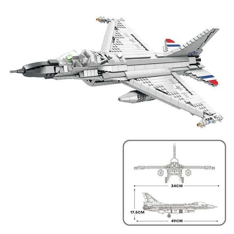 1427PCS Fighting Falcon F16 Fighter Building Block USA Military Plane Model Bricks Desktop Decoration Toys Kids Holiday Gifts J251022