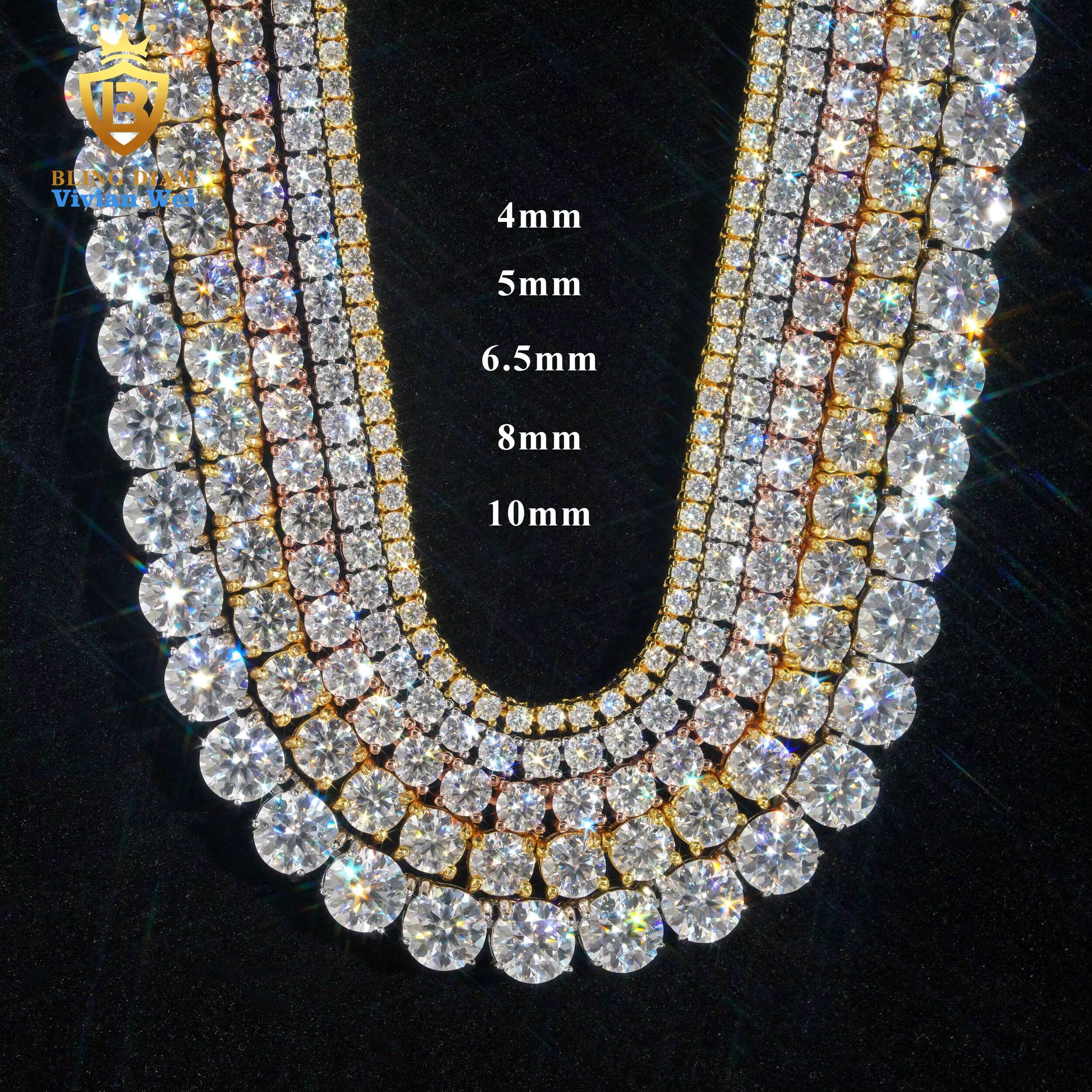 Ready to Ship Tennis Bracelet Necklace Sterling Silver 925 Hip Hop Jewelry Iced Out VVS Moissanite Diamond Tennis Chain