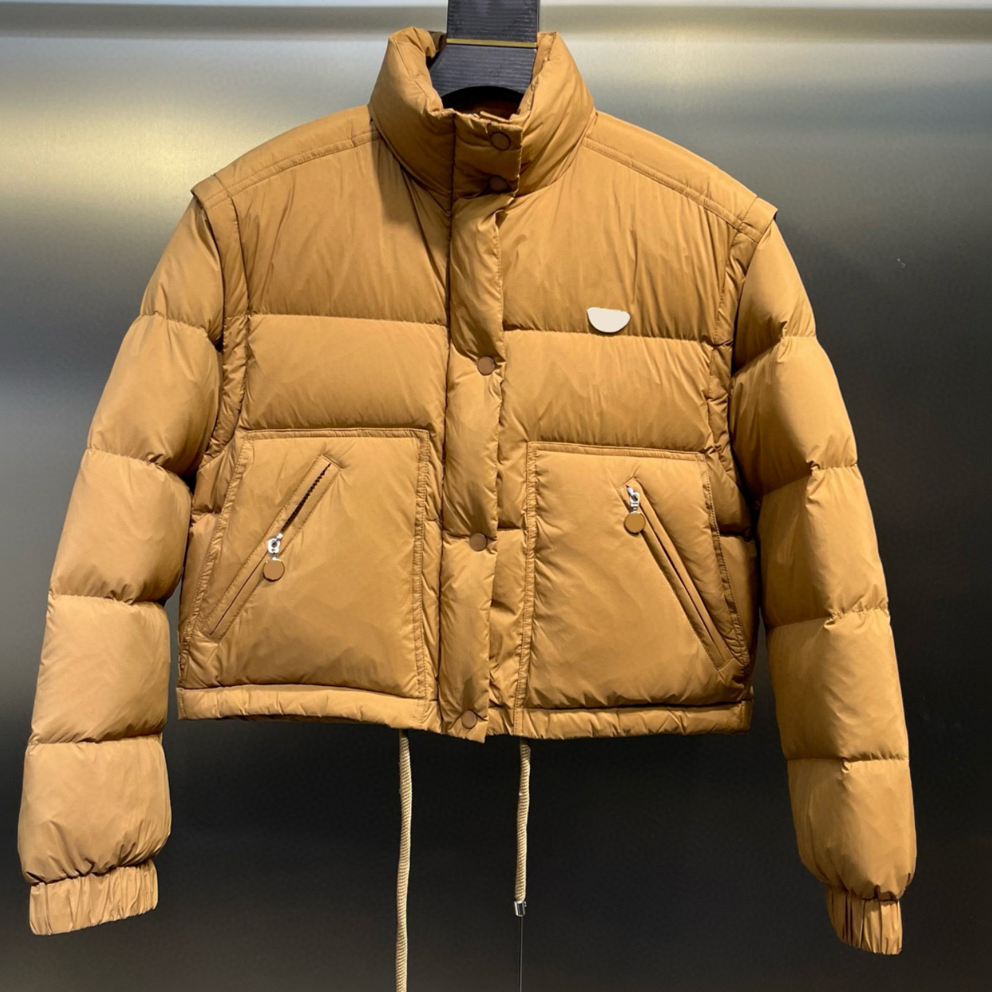 (Order by pic in opt, not by desc)Women's Detachable-Sleeve Stand-Collar Down Jacket - 2-in-1 Convertible Lightweight Puffer Coat Water-Resistant for Fall & Winter