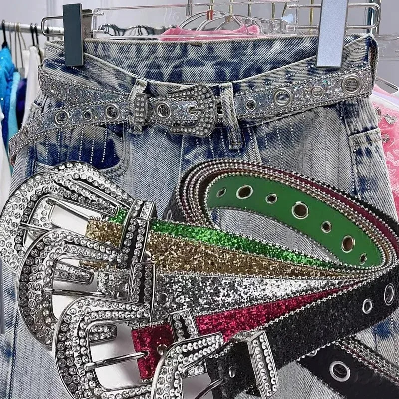 Punk Shiny Rhinestone Belt Belts Y2k Bling Sequin Belts Pu Fashion Waistband Jeans Pants Decor Belt for Women Men 251013