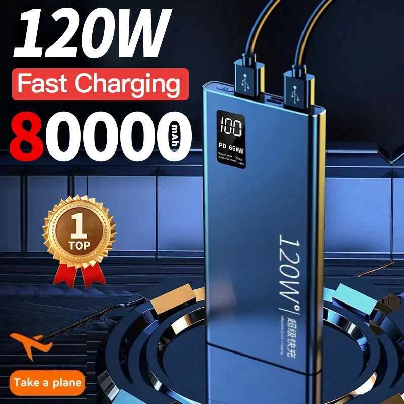 80000mAh Power Bank 120W Super Fast Charging 100 Sufficient Capacity Portable Battery Charger Digital Display For iPhone J251114