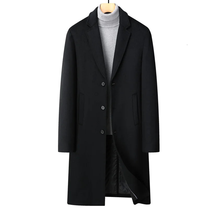 Winter Men Coat Wool Thicken Warm Casual Male Trench Business Singlebreasted Mens Long Fashion 251017