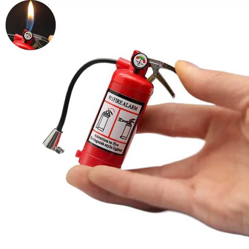 New Fire Extinguisher Torch Lighter Metal Flash Light Free Fire Butane Gas Pipe Lighter Unusual Inflated Cigar Cigarette Lighter C2510220
