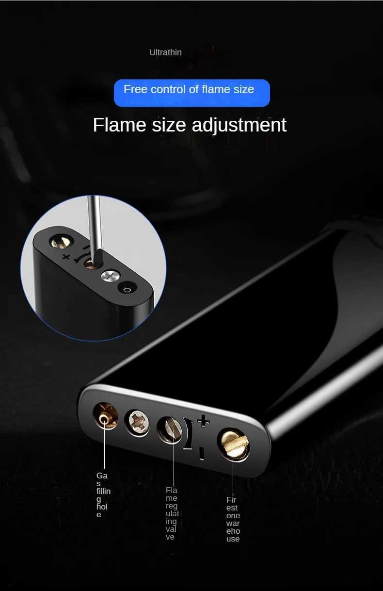 Windproof straight into the lighter new blue flame metal inflatable lighter ultrathin grinding wheel inflatable NO GAS IN C251022