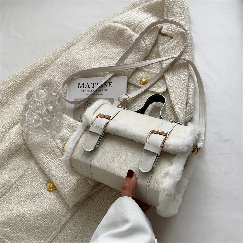 Winter Crossbody Bags for Women Shoulder Bag Lamb Plush Velvet Lady Small Square Handbag French Korea Style 251018