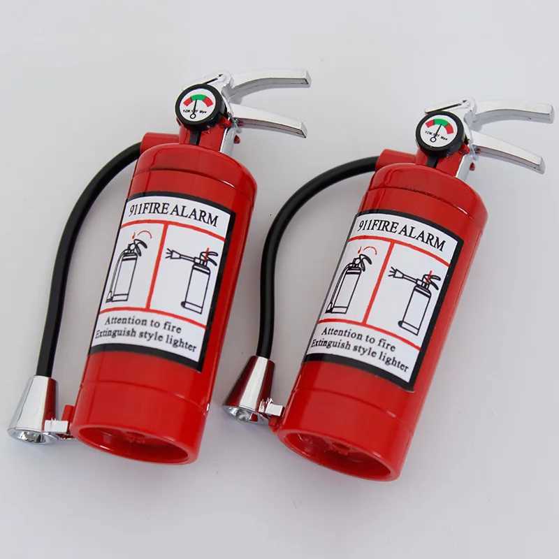 New Fire Extinguisher Torch Lighter Metal Flash Light Free Fire Butane Gas Pipe Lighter Unusual Inflated Cigar Cigarette Lighter C251022