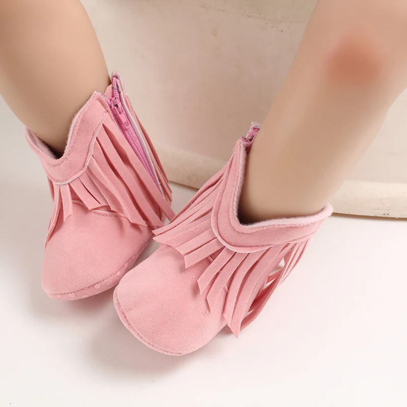 Winter baby girls thick snow boots with plush cute pink furry cotton shoes warm non slip comfortable walking 251022