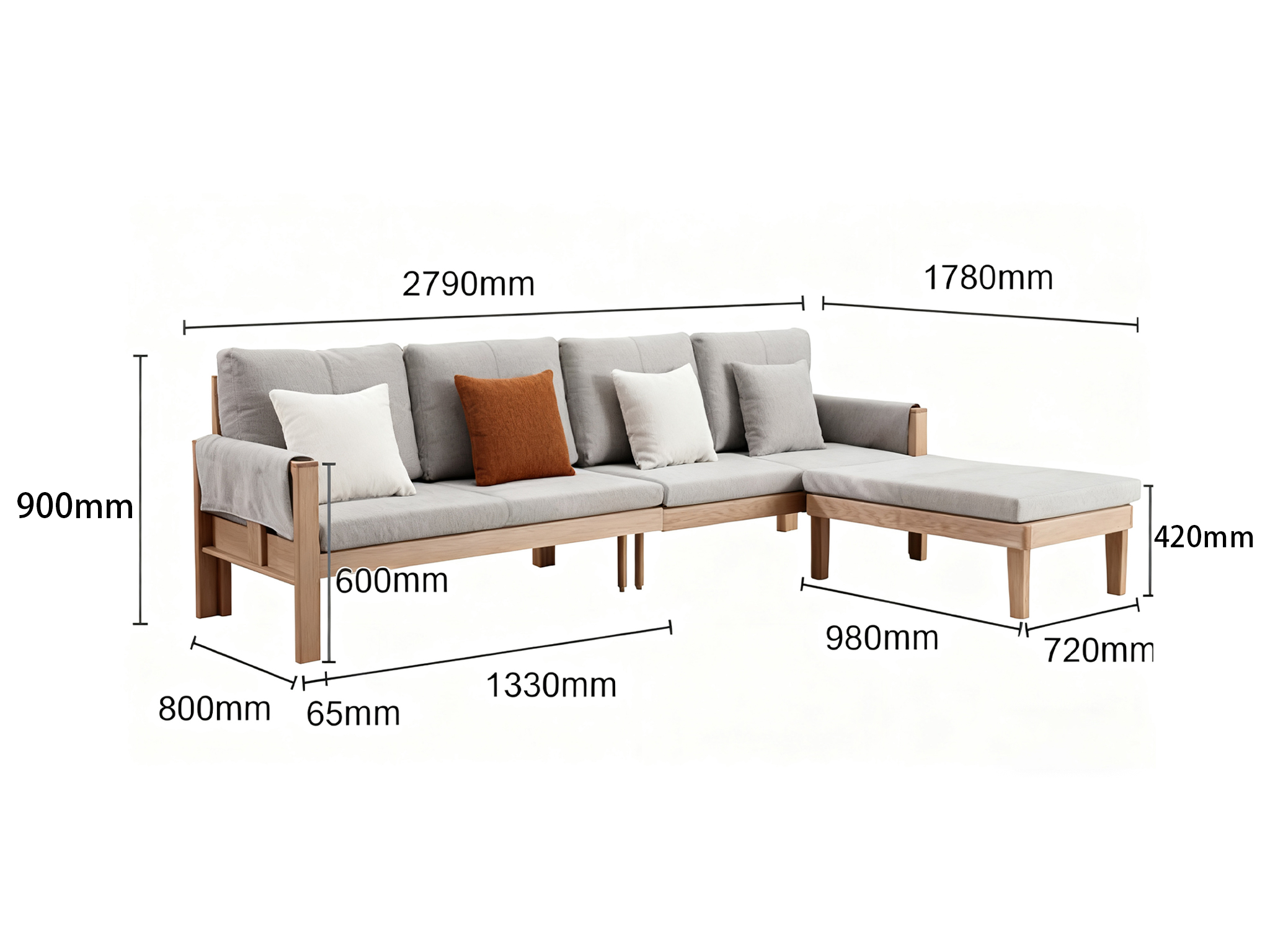 Sophisticated Furniture: Handcrafted Solid Timber Frame Sofa with Wrapping Design
