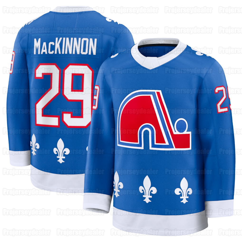 Avalanche 2025-26 Quebec Throwback Nordiques Hockey Jerseys Nathan MacKinnon Cale Makar Gabriel Landeskog Martin Necas Josh Manson Mackenzie Blackwood