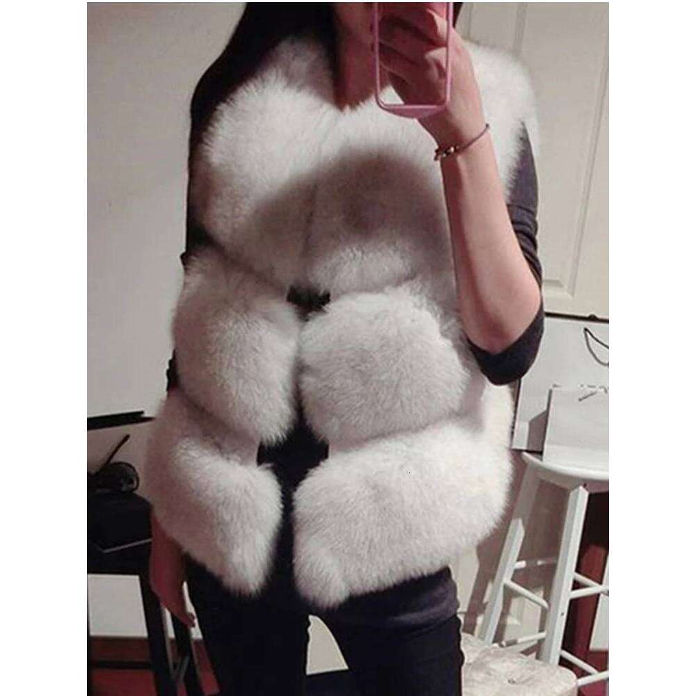 ZADORIN 3XL Autumn Winter Thick Warm Faux Fox Vest Women High Quality Fashion V-Neck Short Coat Female Fur Waistcoat