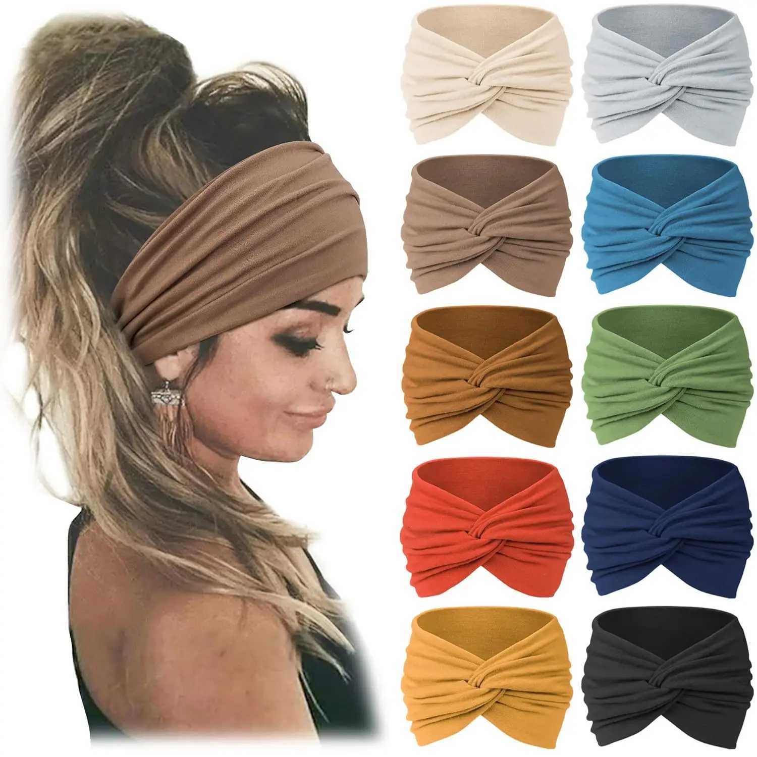 Women Headbands African Wide Hair Wrap Turban Twist Headband for Women Large Sport Workout Stretch Nonslip Big Hair Bands V251022