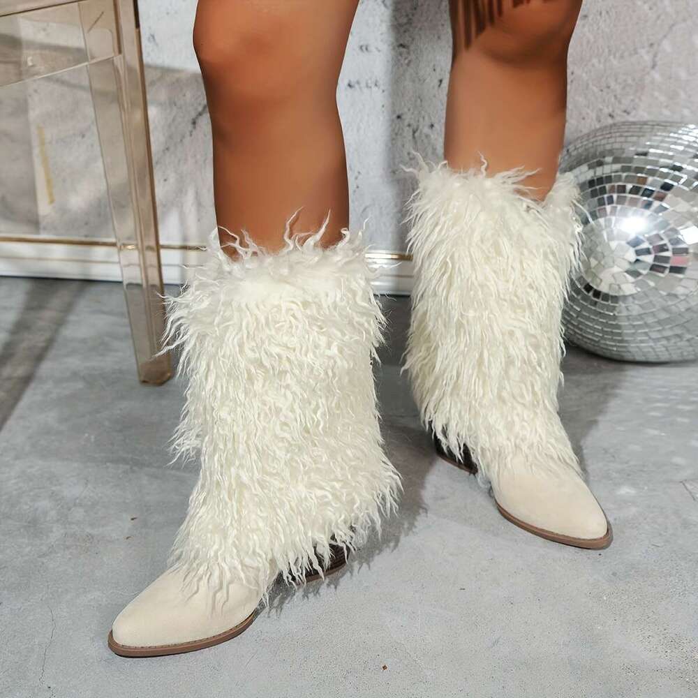Women's Fashionable Autumn And Winter Faux Fur Boots