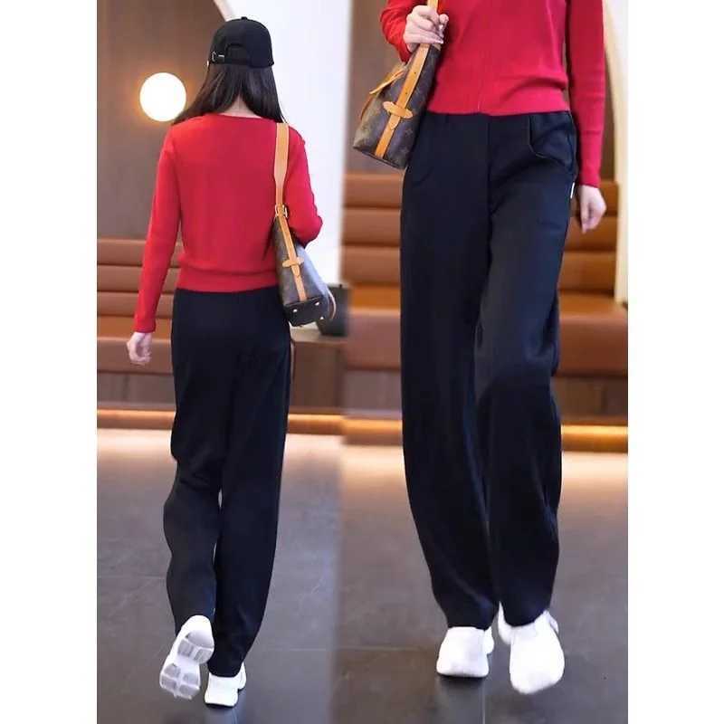 Women Casual Wide Leg Banana Pants Loose Straight Trousers Slim Fit High Elastic Soft JoggersT251022