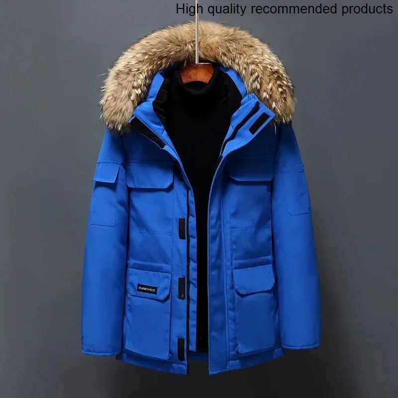 Collar White Duck Down Fur Winter Jacket Men Windproof Hooded Thicken Multipocket Down Coat Male Keep Warm 30 Degree Parkas 251020