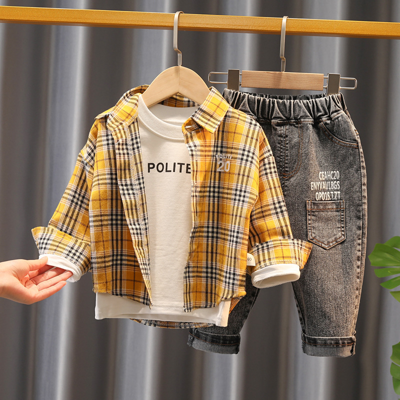 2025 New Boys 3-Piece Set, Spring Autumn Shirt Outfit, Formal Casual Wear for Toddler Little Kids