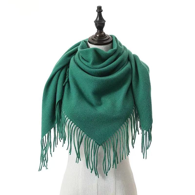 T2123 Korean version cashmere scarf female autumn and winter solid color ladies tassel neck shawl