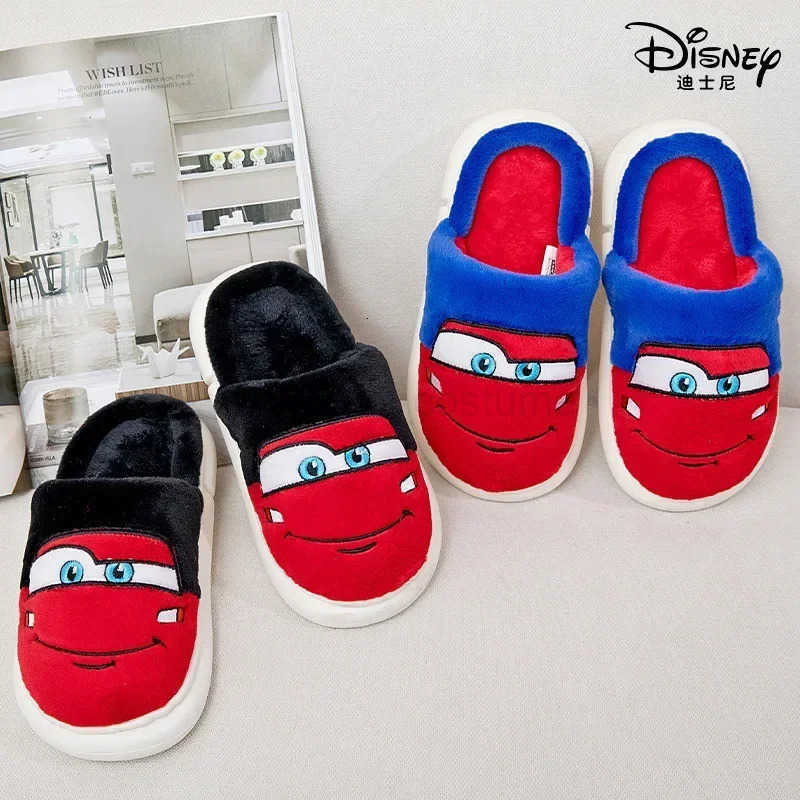 Disney New Autumn Winter Boys Girls Baby Cotton Slippers Cartoon McQueen Cars Print Kids Soft Anti Slip Warm Indoor Home Shoes H251022