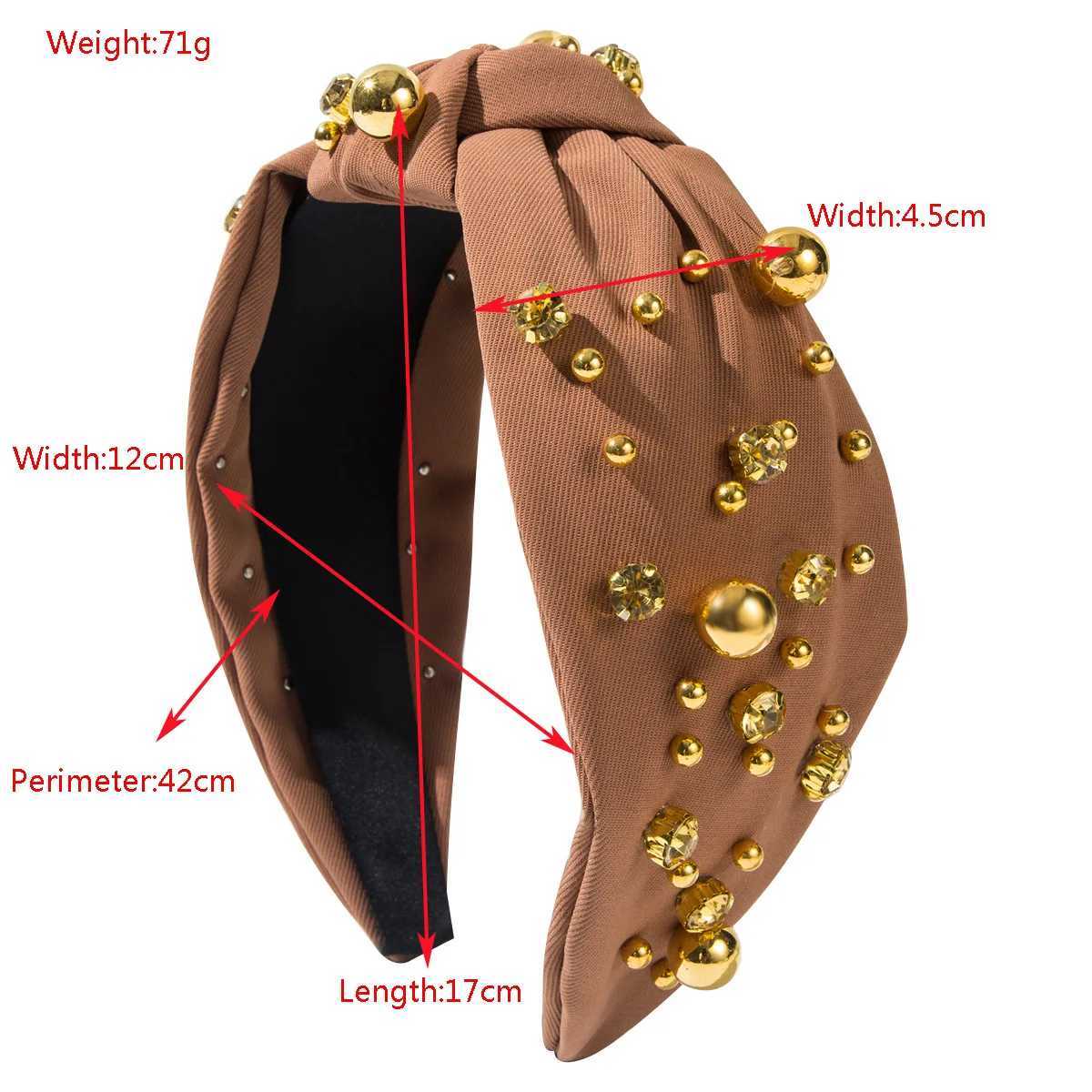 Korean Fashion Simple Gold Beads Diamond Knotted Headband Temperament Versatile Highend Hair Accessories V251022