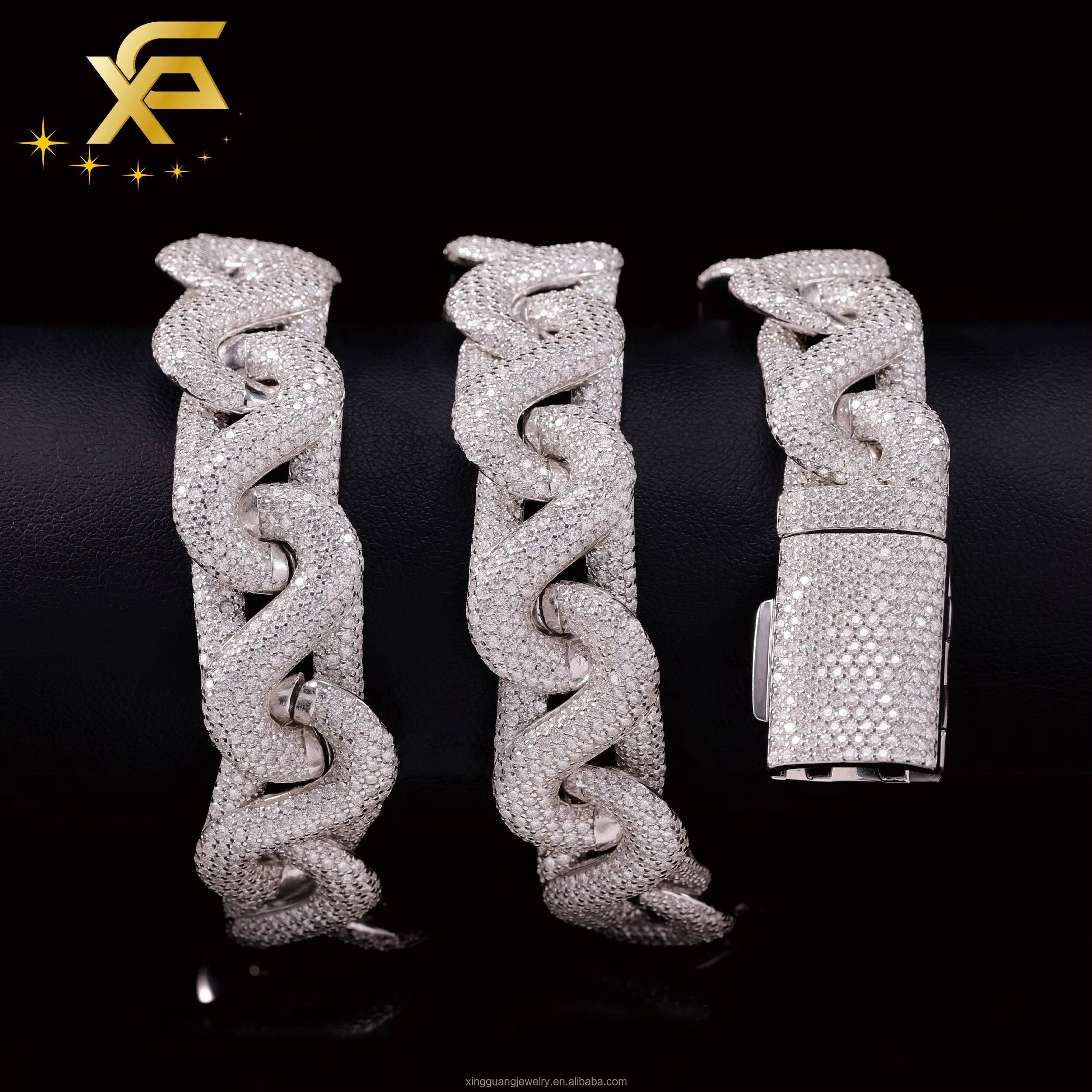Customized Trend 15mm Infinite Cuban Chain S925 Silver With Iced Out Vvs Moissanite Infinite Cuban Lidynamic for Mens Hip Hop Lidynamic Jewelry