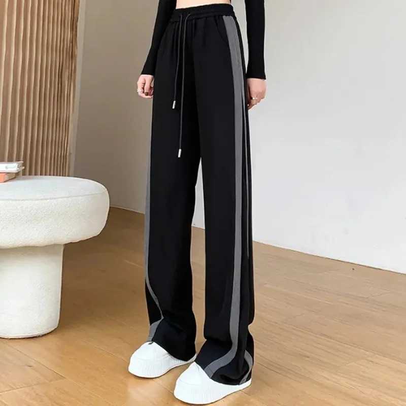 Summer Women Casual Sports Style Pants Lady Comfortable Baggy Wide Leg Straight Leg Trousers Female Fashion High Waisted SlacksT251022