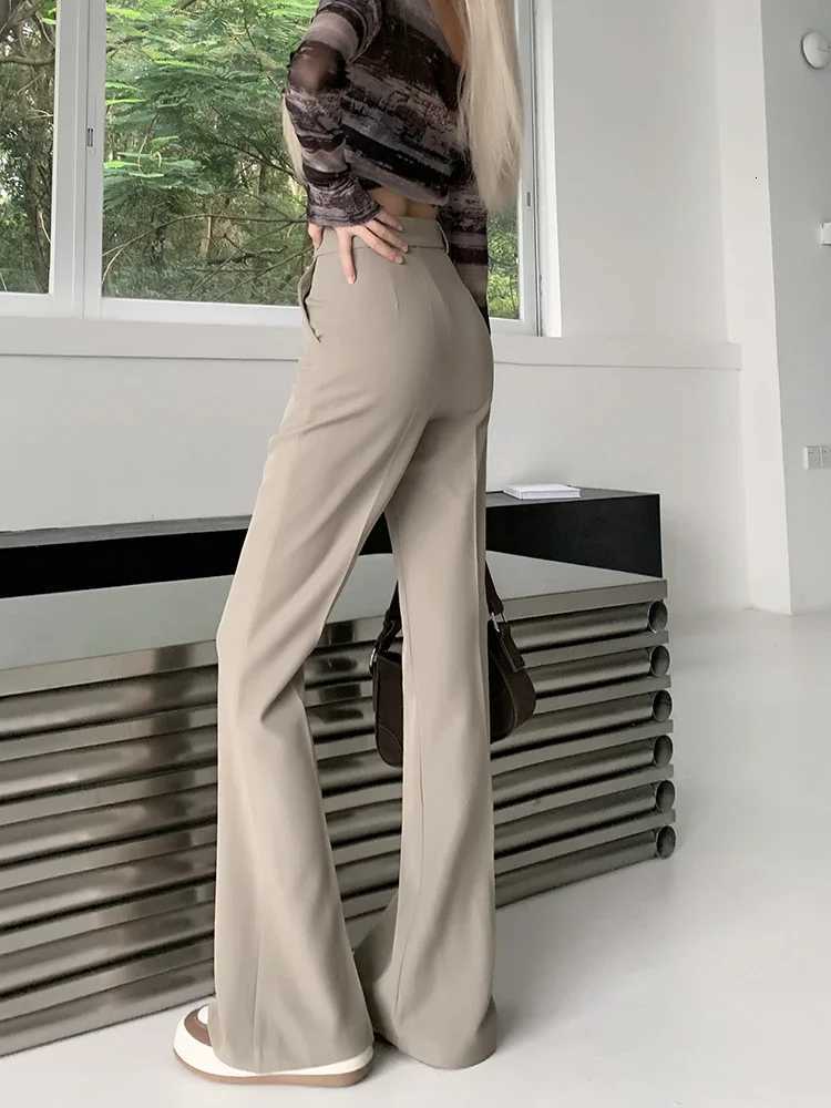 Summer Casual Wide Leg Pants Womens High Waist Long Trousers Draping Feel Good Fit Slimming Effect Business Sle CommuteT251022