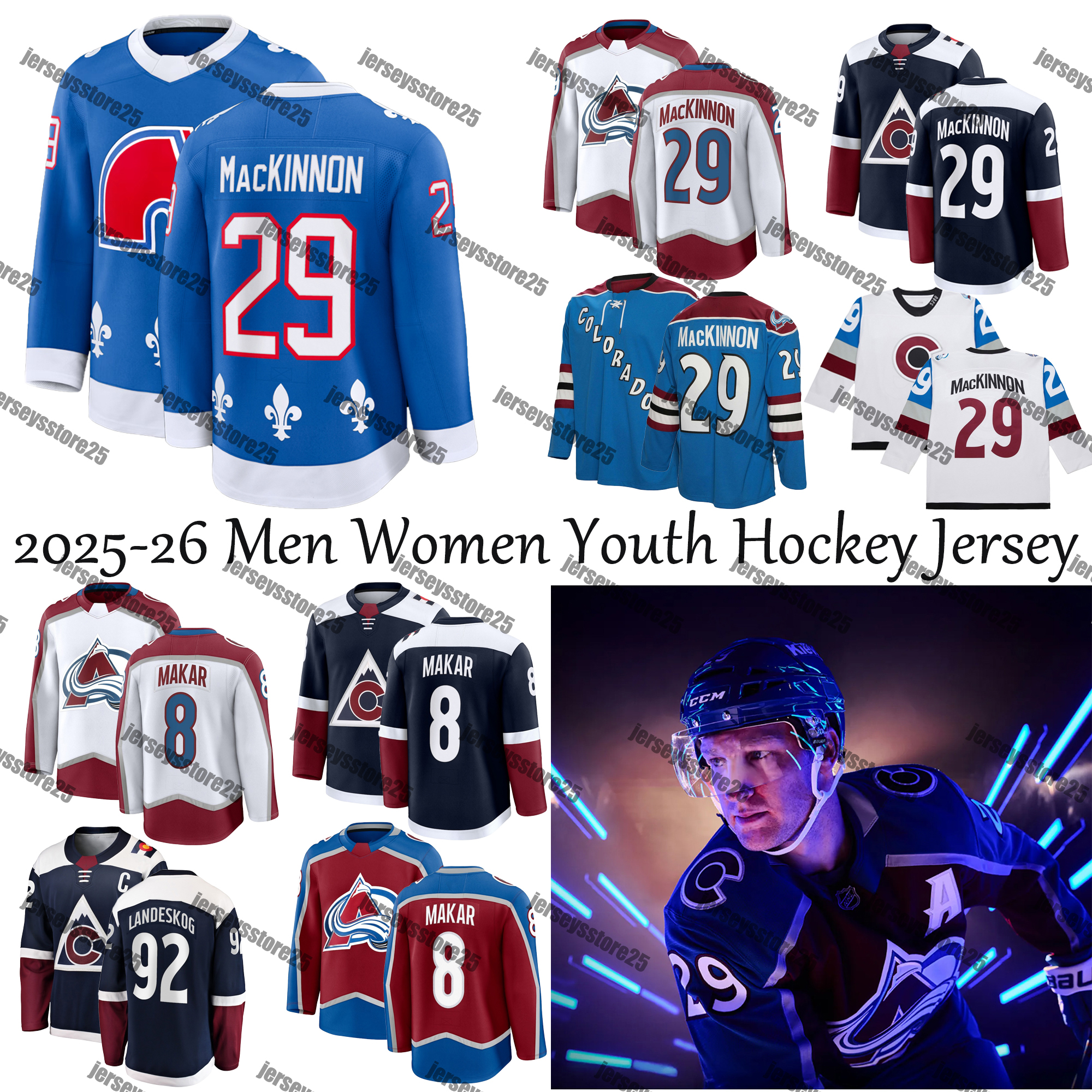 8 Makar jersey hockey jersey 96 Mikko Rantanen Avalanche 92 Gabriel Landeskog Nathan Mackinnon Joe sakic Peter Forsberg Valeri Nichushkin andrew cogliano jersey