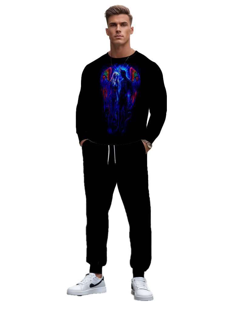 Men's Brown Knitted Cotton Blend Long Sleeve Round Neck Sweatshirt Ankle-Length Casual Comfortable Outdoor Wear T-Shirt - YLWY00181