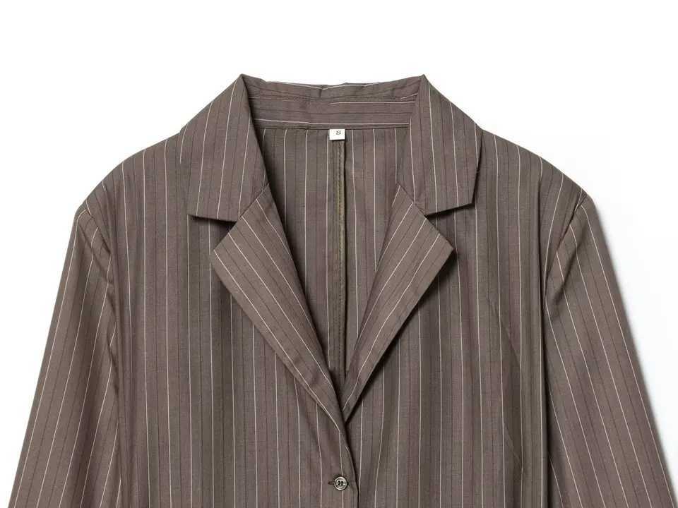 KONDALA Women Elegant Striped Blazer Suit Slim Button Blazer or Wideleg Pants 2025 Spring Fall Fashion Mujer Commute Pants SetT251022