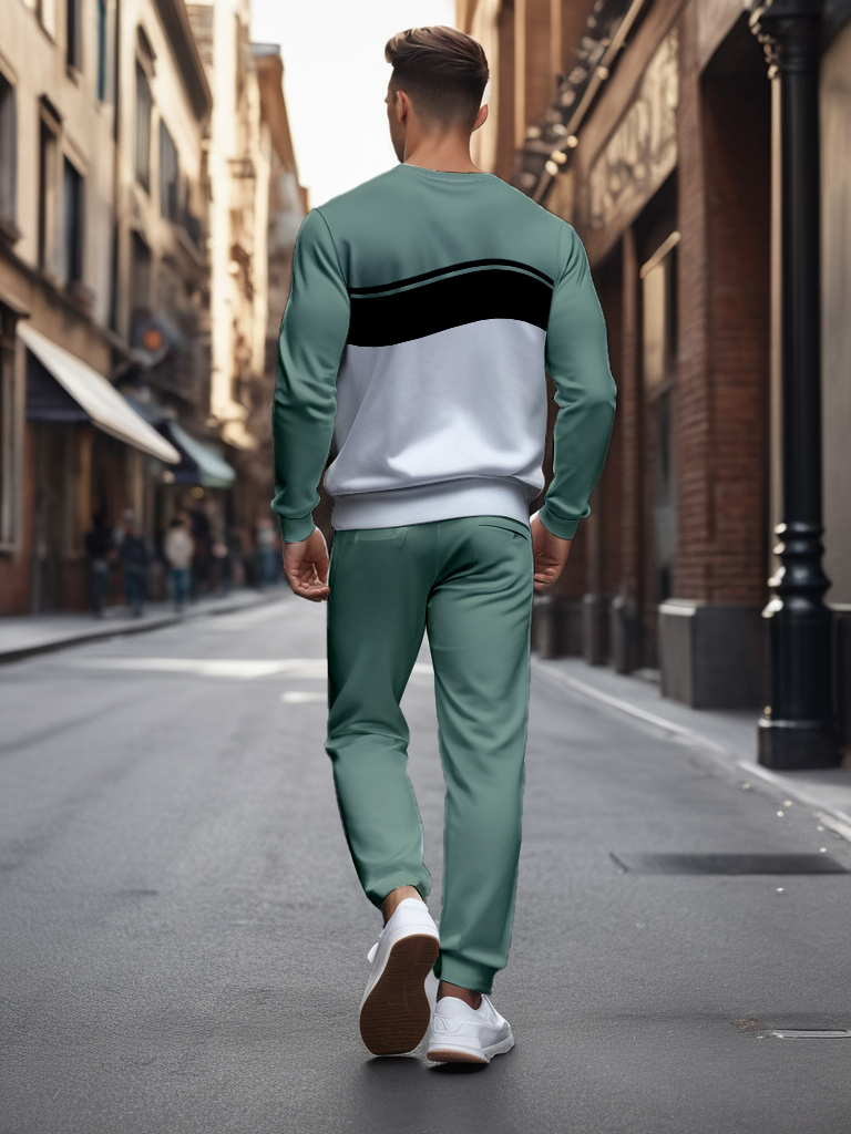 Men's Brown Knitted Cotton Blend Long Sleeve Round Neck Sweatshirt Ankle-Length Casual T-Shirt Comfortable Outdoor Wear - YLWY00153