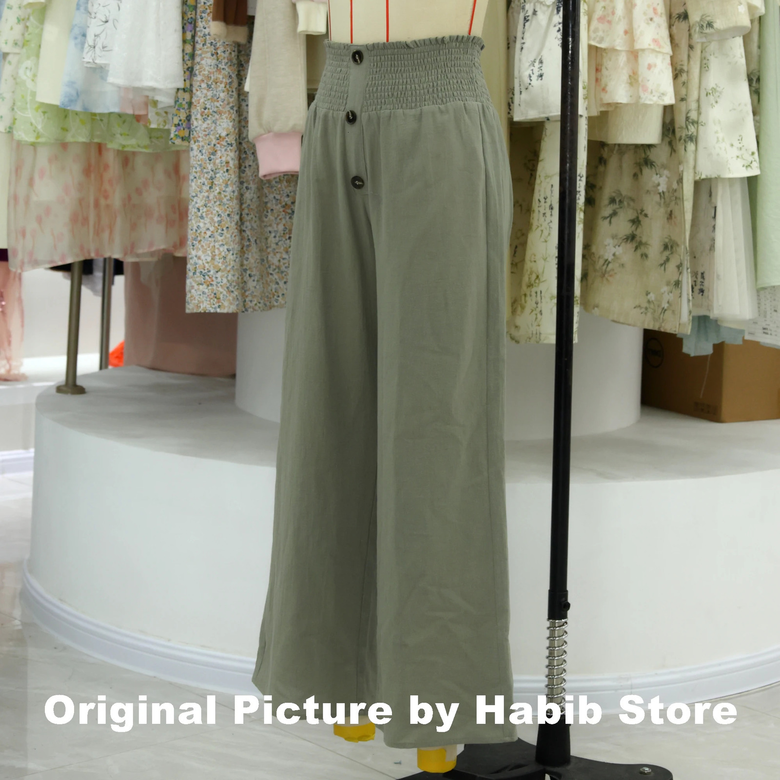 Summer Cotton Linen Wide Leg Pants for Women Pants Full Length Casual Pants Female Solid Loose High Waist Straight Trousers 251022