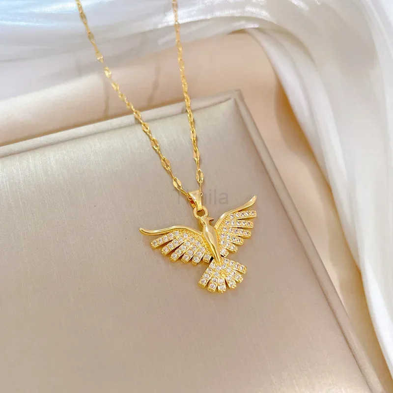 DIEYURO 316L Stainless Steel Phoenix Eagles Pendant Necklace For Women Girl 2023 New Trend Choker Neck Chain Jewelry Gift Party U251022