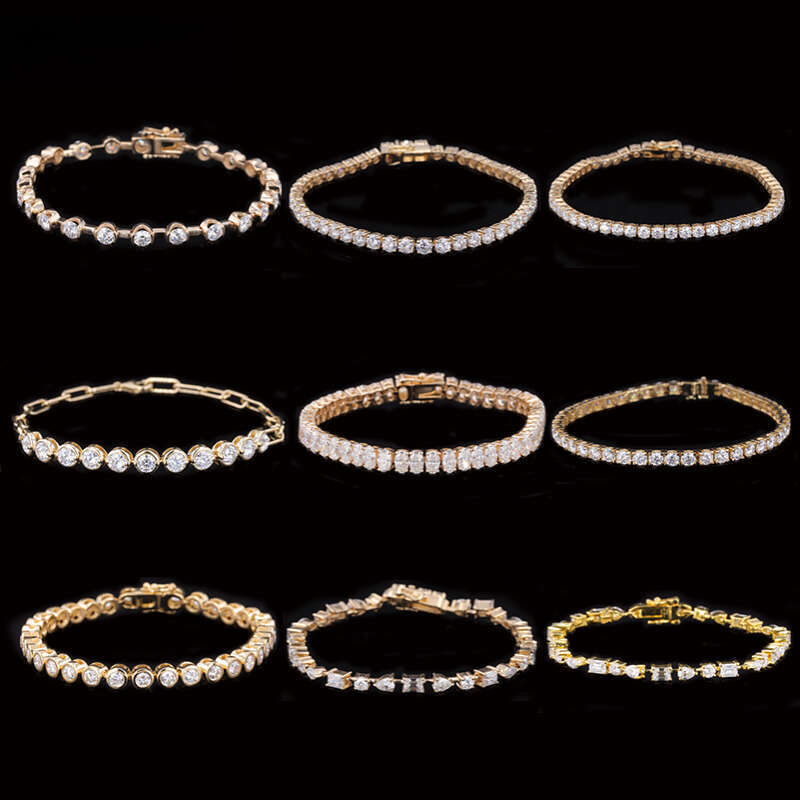 Hiphop Women's Jewelry 2mm 3mm 4mm 5mm 6mm Round Cut S Sier Stone Tennis Bracelet