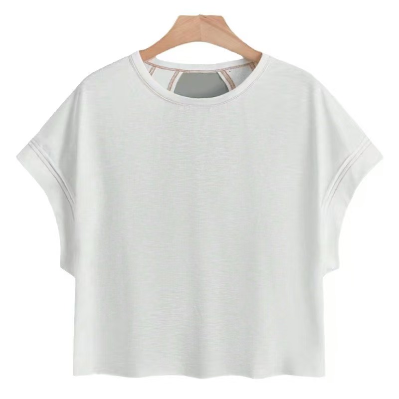 K2330 2025 Summer New Cotton T-shirt Women's Short Sleeve Loose Slimming Versatile Casual Tops Daily Basic Women's Clothing