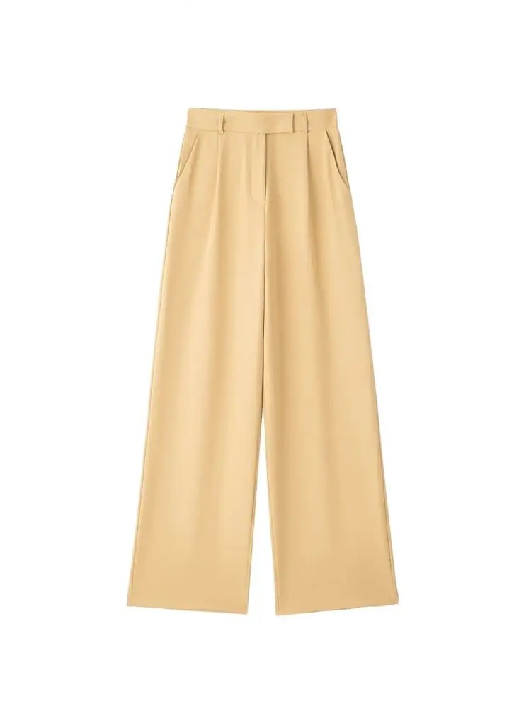 Women Fashion With Darts Front Pockets Wide Leg Pants Vintage High Waist Zipper Fly Female Trousers Mujer 251022