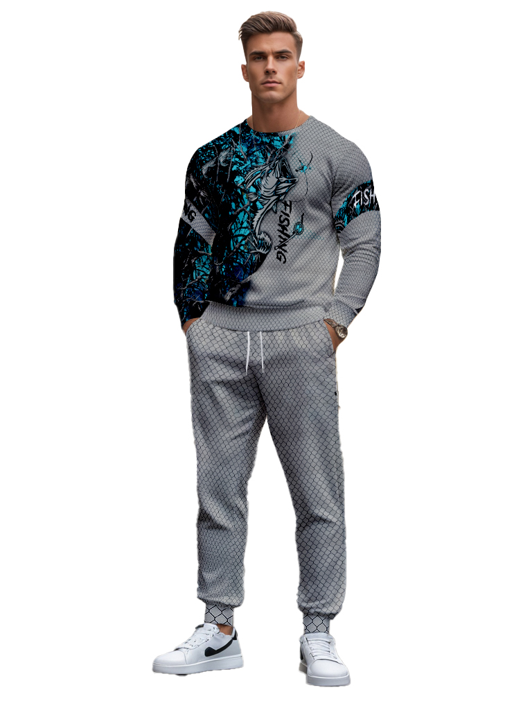 Men's Ankle-Length Knitted Cotton Blend Long Sleeve Sweatshirt Brown round Neck Casual T-Shirt Comfortable Outdoor Wear - YLWY00134