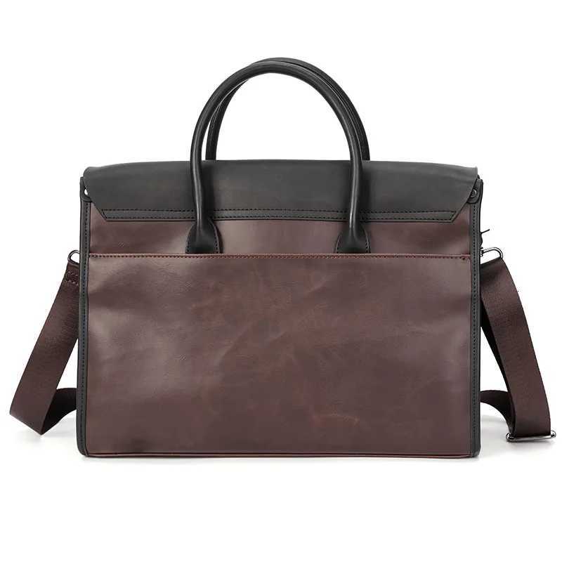 Genuine Leather Mens Briefcase Vintage Natural Cowhide Handbag Large Capacity Crossbody Bag Casual Fashion Computer Bag W251022