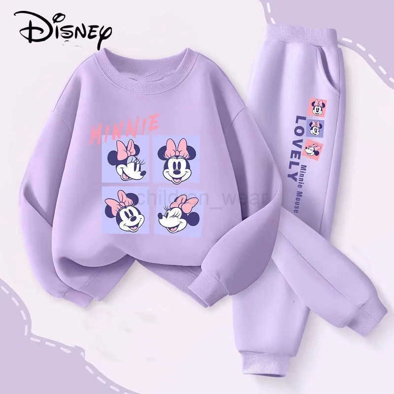 Disney Autumn Baby Girl Boy Clothes Set Children Minnie Printing Sweatshirt Top and Pants Bottom 2Pcs Suit Kid Cotton Tracksuit H251022
