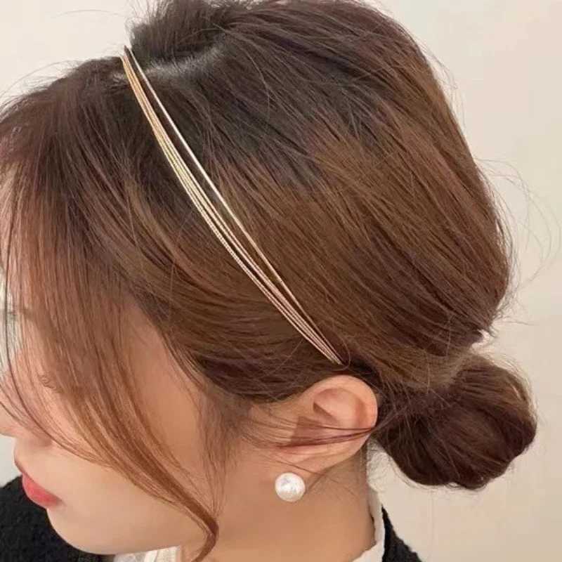 New Thin Gold Color Headbands Women Multilayer Alloy Hair Hoop Double Root Metal Hair Bands Hair Accessories Smooth Head Hoop V251022