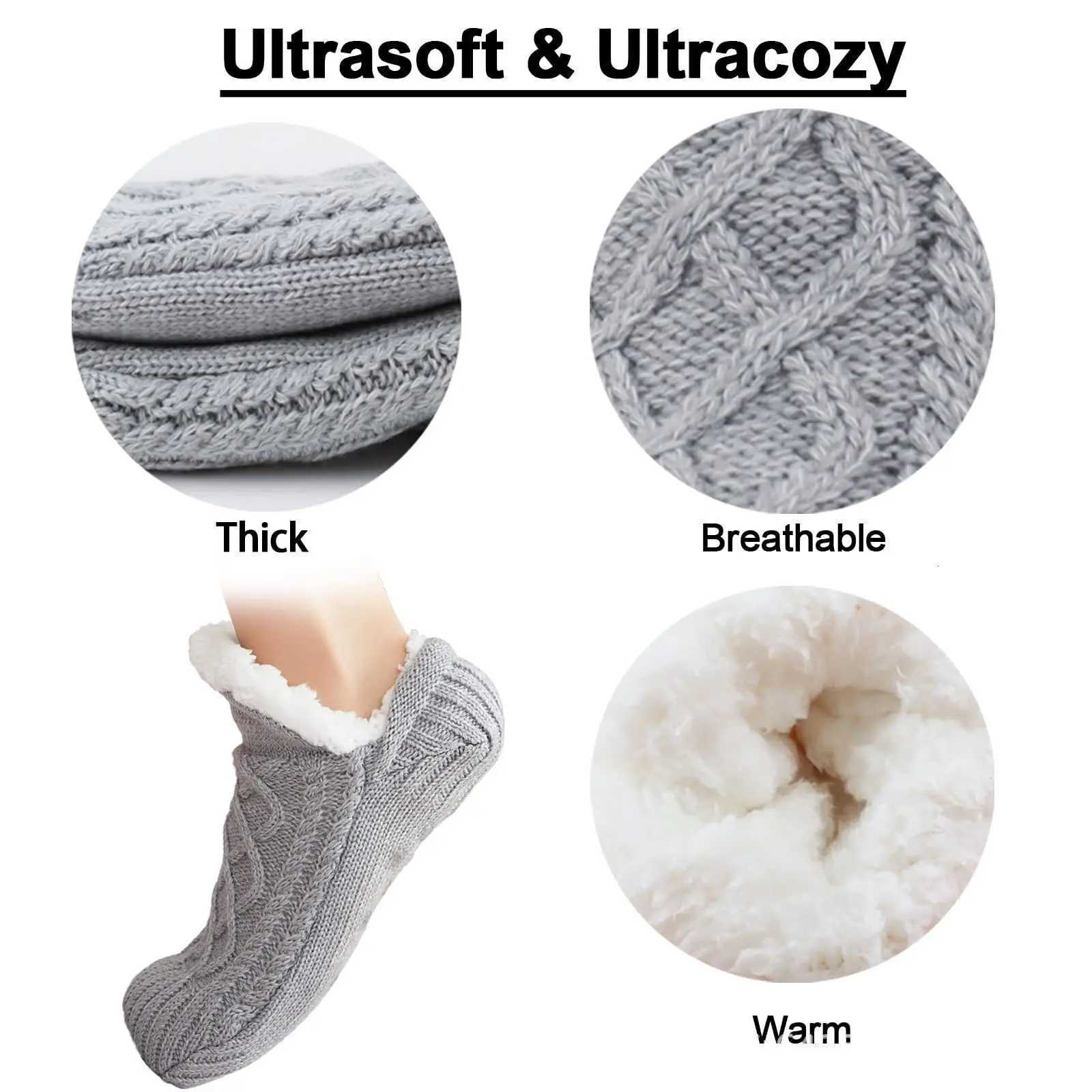 Thickened Thermal Women Mens Slipper Socks New Winter Warm Short Cotton Home Sleeping Soft Non Slip Grip Fuzzy Floor Sock Fluffy W251022 - view 3