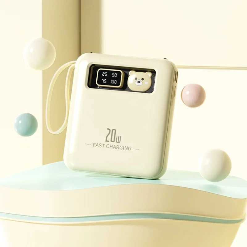 20000mAh Power Bank 20W Built in Cables Fast Charging Mini Powerbank Portable Charger for Iphone External Battery J251114