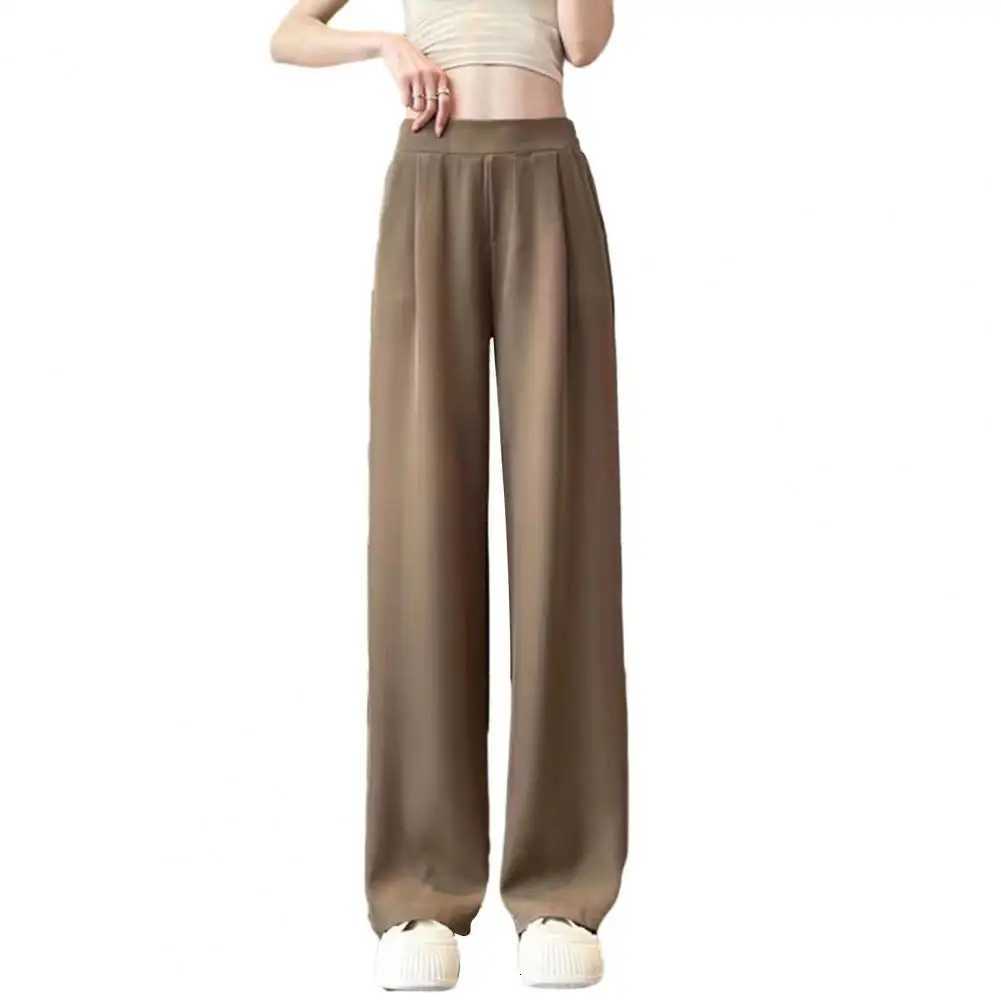 Loose Pants Stylish Womens Wide Leg Pants with Pockets for Office Wear Casual Outfits Solid Color High Waist Relaxed FitT251022