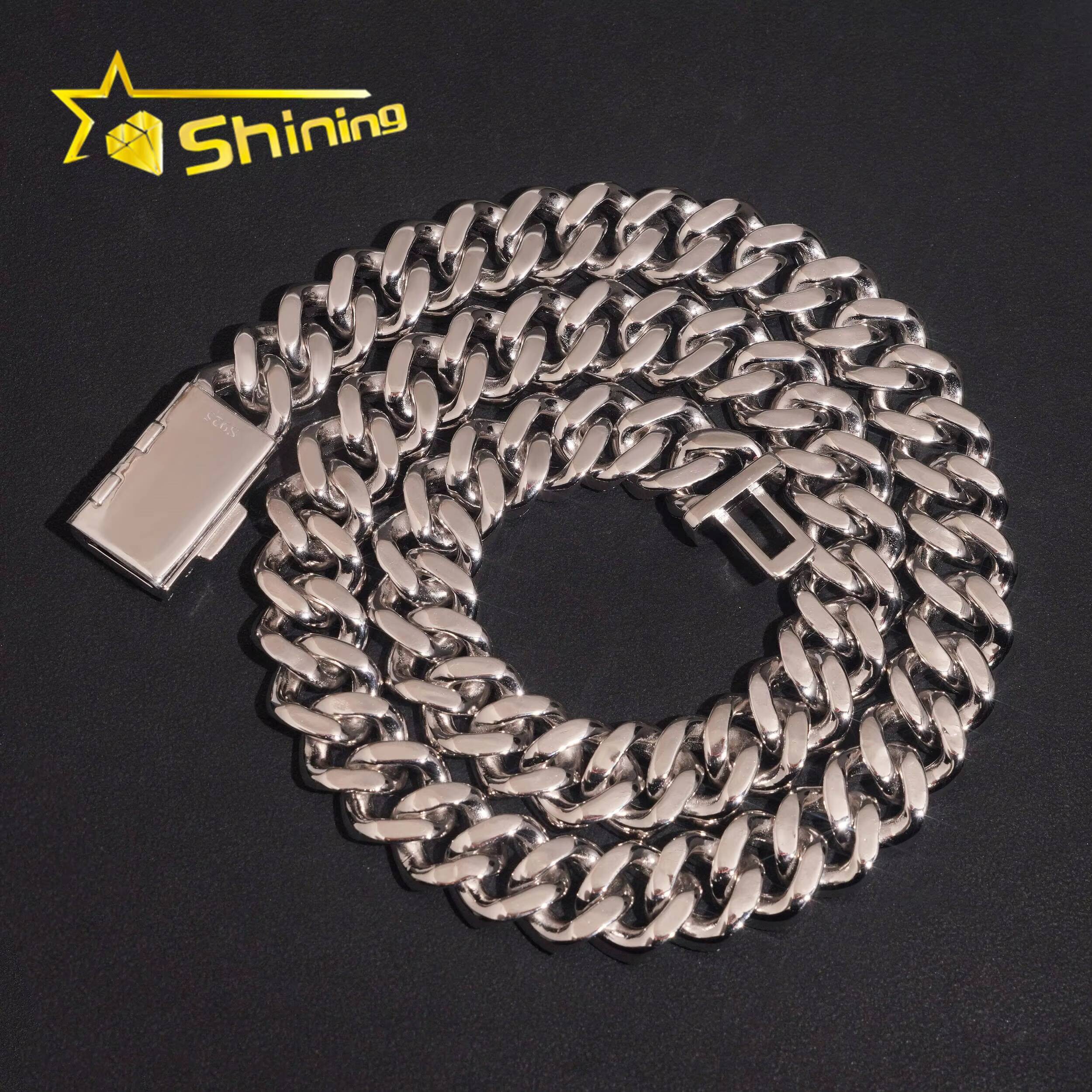 Hip Hop Rapper Jewelry 925 Silver 15mm Pass Diamond Tester Moissanite Miami Iced Out Cuban Lidynamic Chain